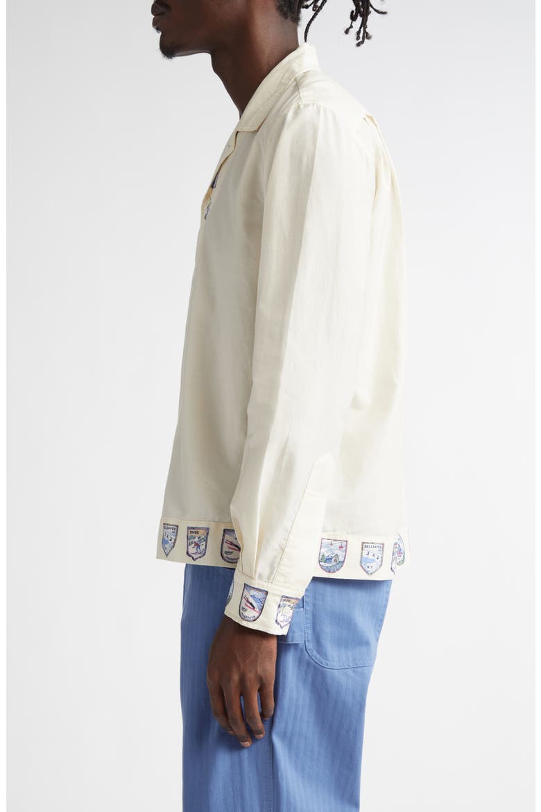 Ski Season Long Sleeve Cotton & Silk Button-Up Shirt, Alternate, color, ECRU