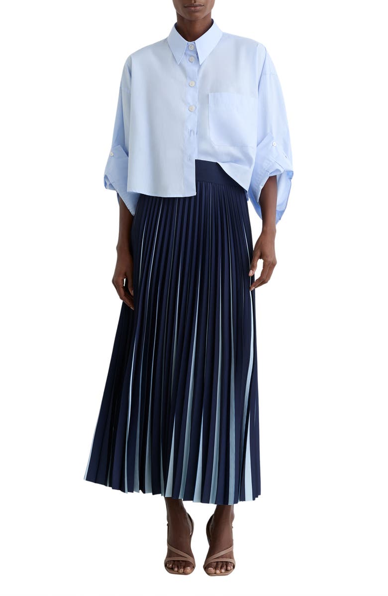 Reiss Serena Pleated Skirt, Alternate, color, Navy/ Pale Blue