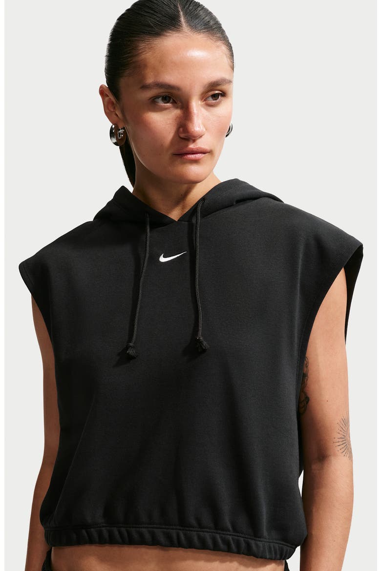 Phoenix Cap Sleeve Cotton Blend Hoodie, Alternate, color, BLACK/ SAIL