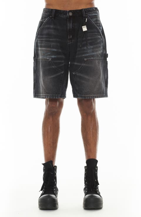 Grunge Carpenter Denim Shorts (Black Canvas) (Regular & Big)