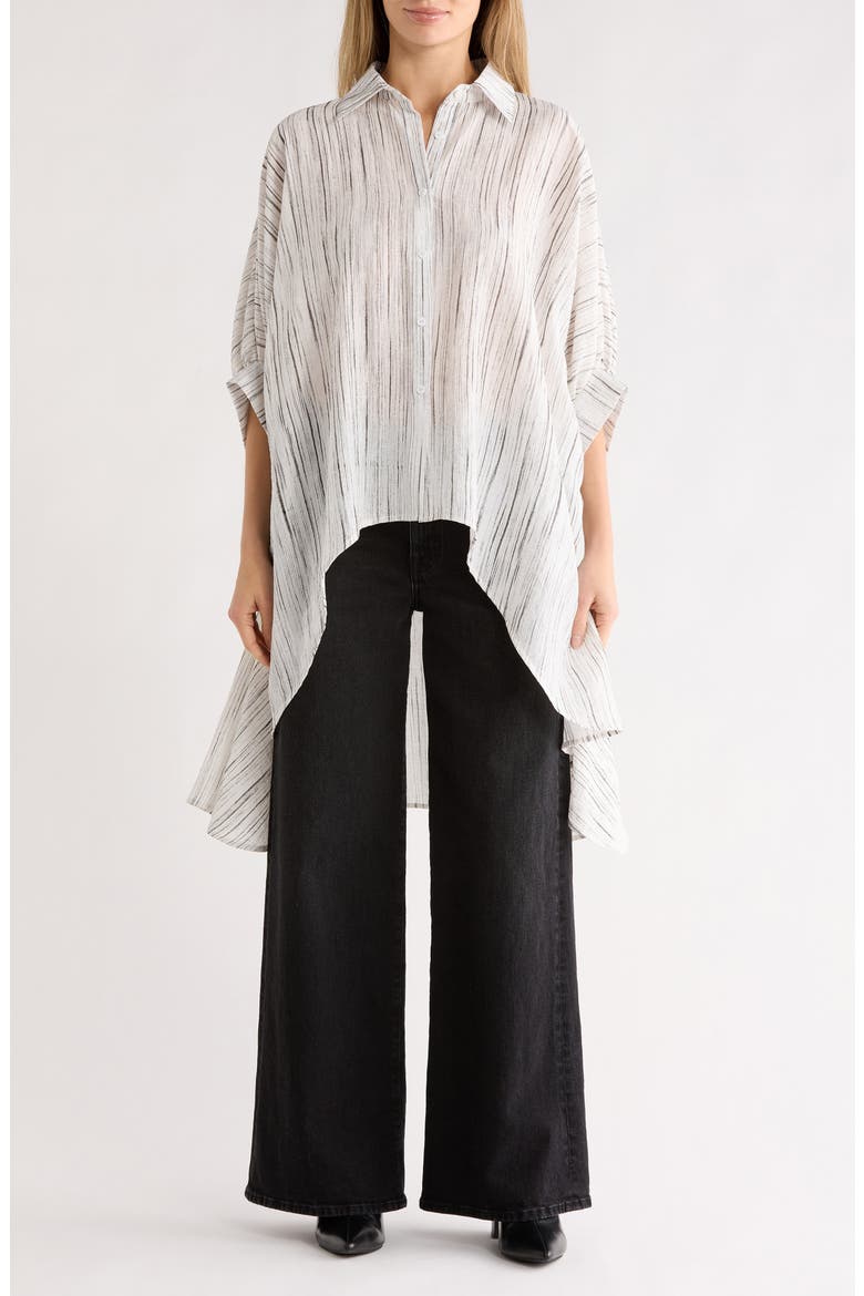 Oversize High/Low Button-Up Shirt, Main, color, OFF WHITE
