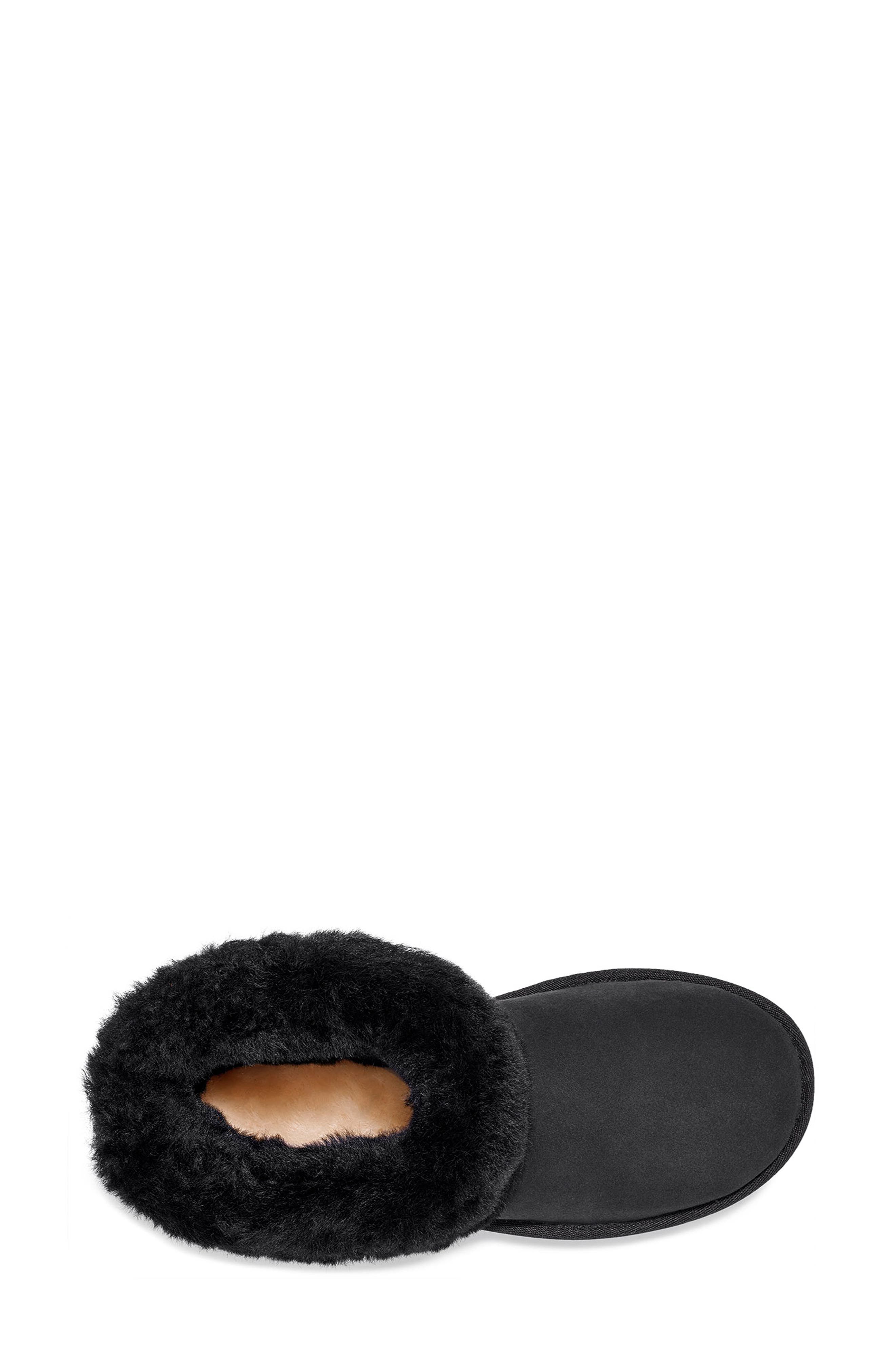 UGG Classic Mini Fluff Genuine Shearling Bootie, Alternate, color, BLACK