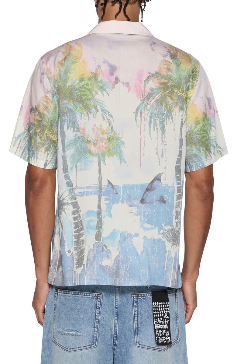 Ksubi Poolside Resort Camp Shirt, Alternate, color, Grey Multi