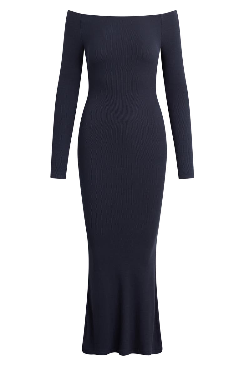 The Sara Off the Shoulder Long Sleeve Maxi Dress, Alternate, color, NAVY