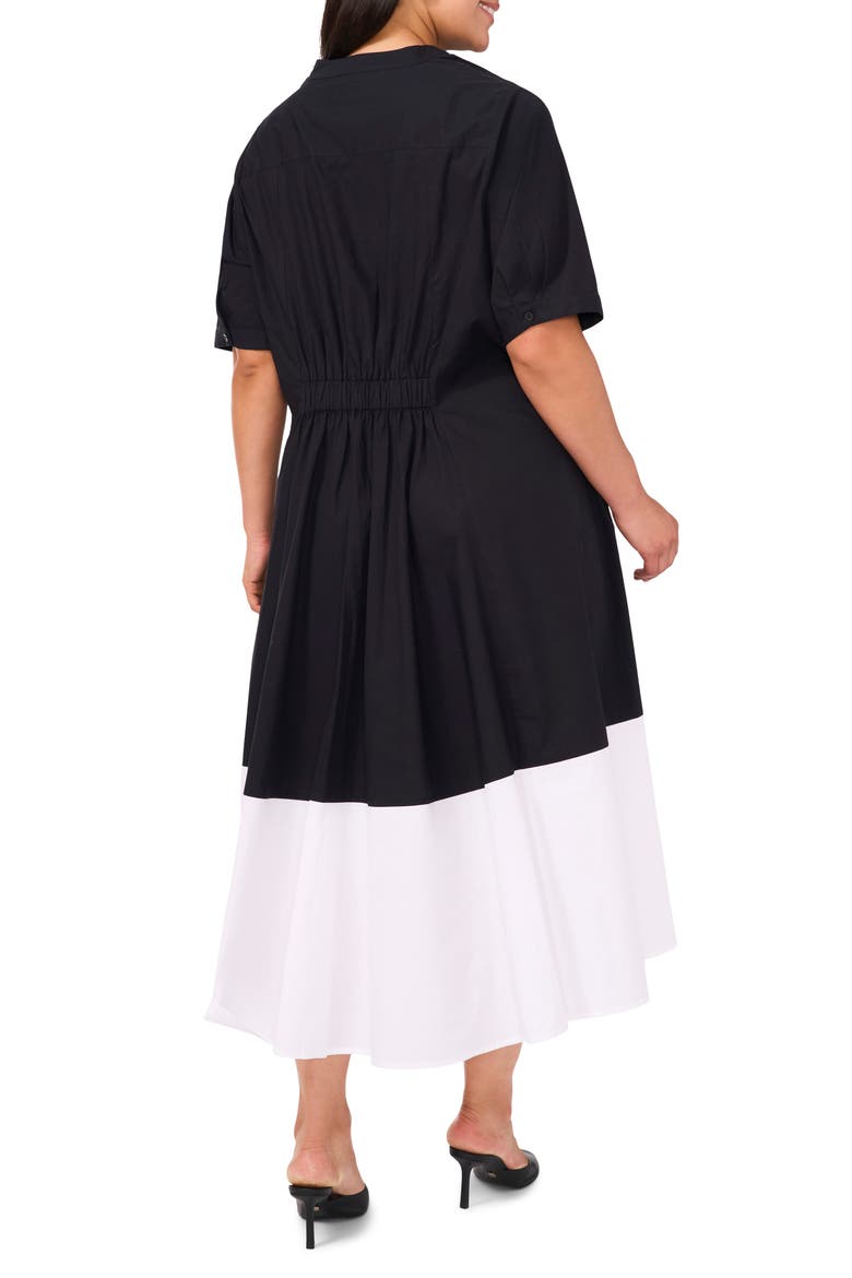 Colorblock Cotton Shirtdress, Alternate, color, RICH BLACK