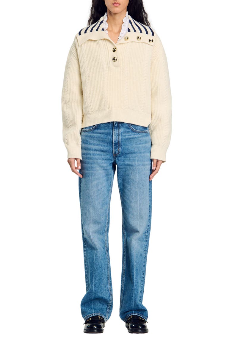 SANDRO Stripy sailor-neck sweater, Main, color,