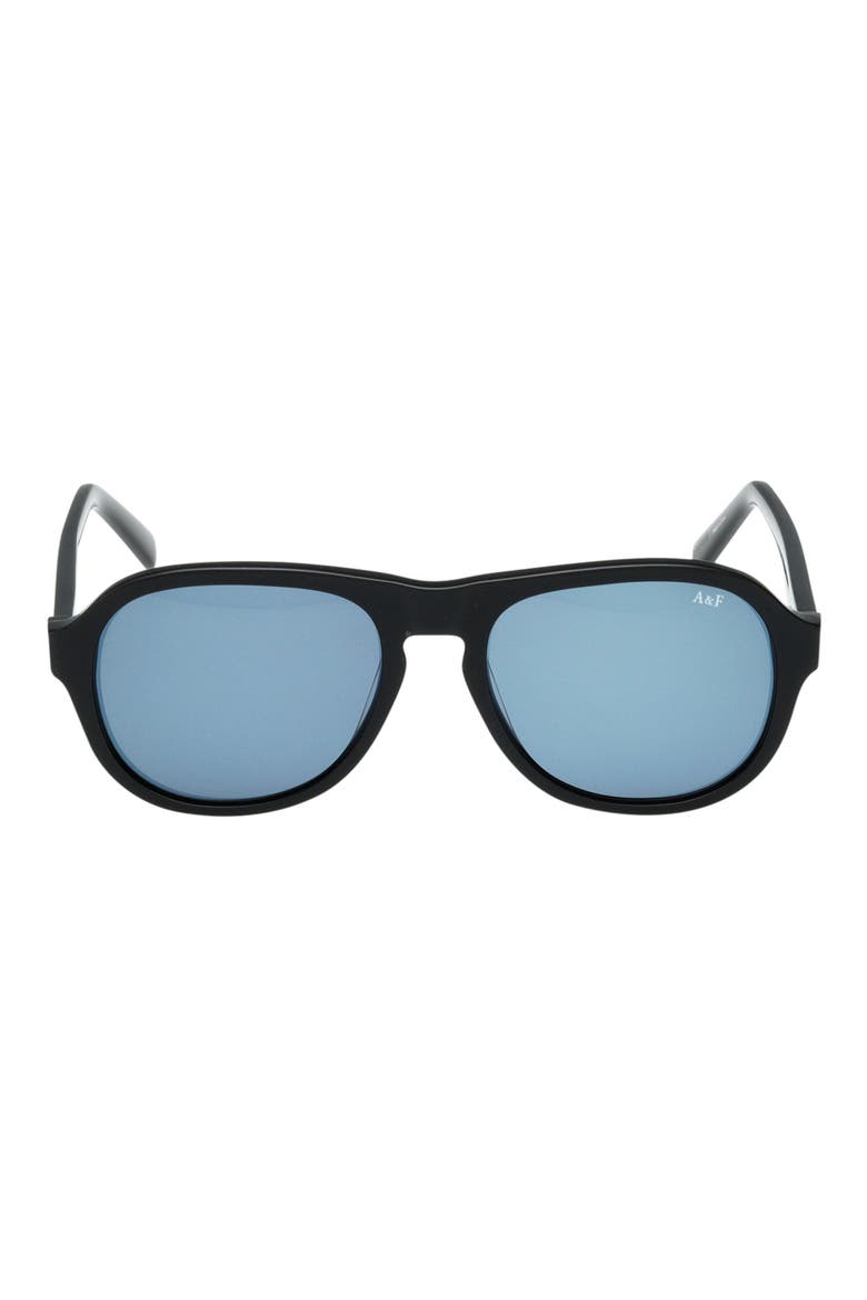 55mm Oval Sunglasses, Main, color, SHINY BLACK / BLUE