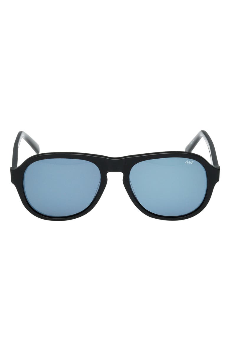 ABERCROMBIE & FITCH 55mm Oval Sunglasses, Main, color, Shiny Black / Blue