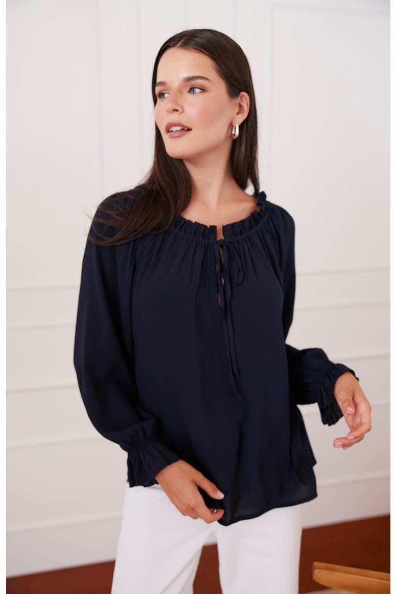 Solid Esme Long Sleeve Top, Alternate, color, Midnight Navy