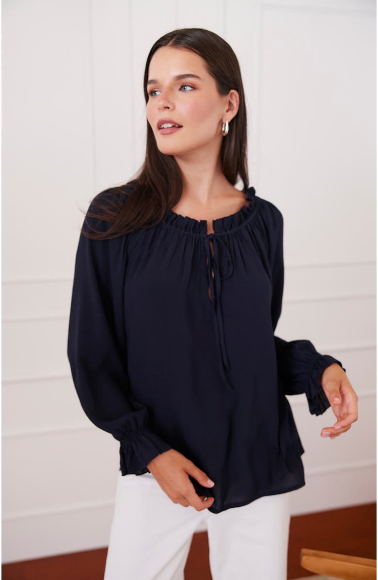 Paneros Clothing Solid Esme Long Sleeve Top, Alternate, color, Midnight Navy