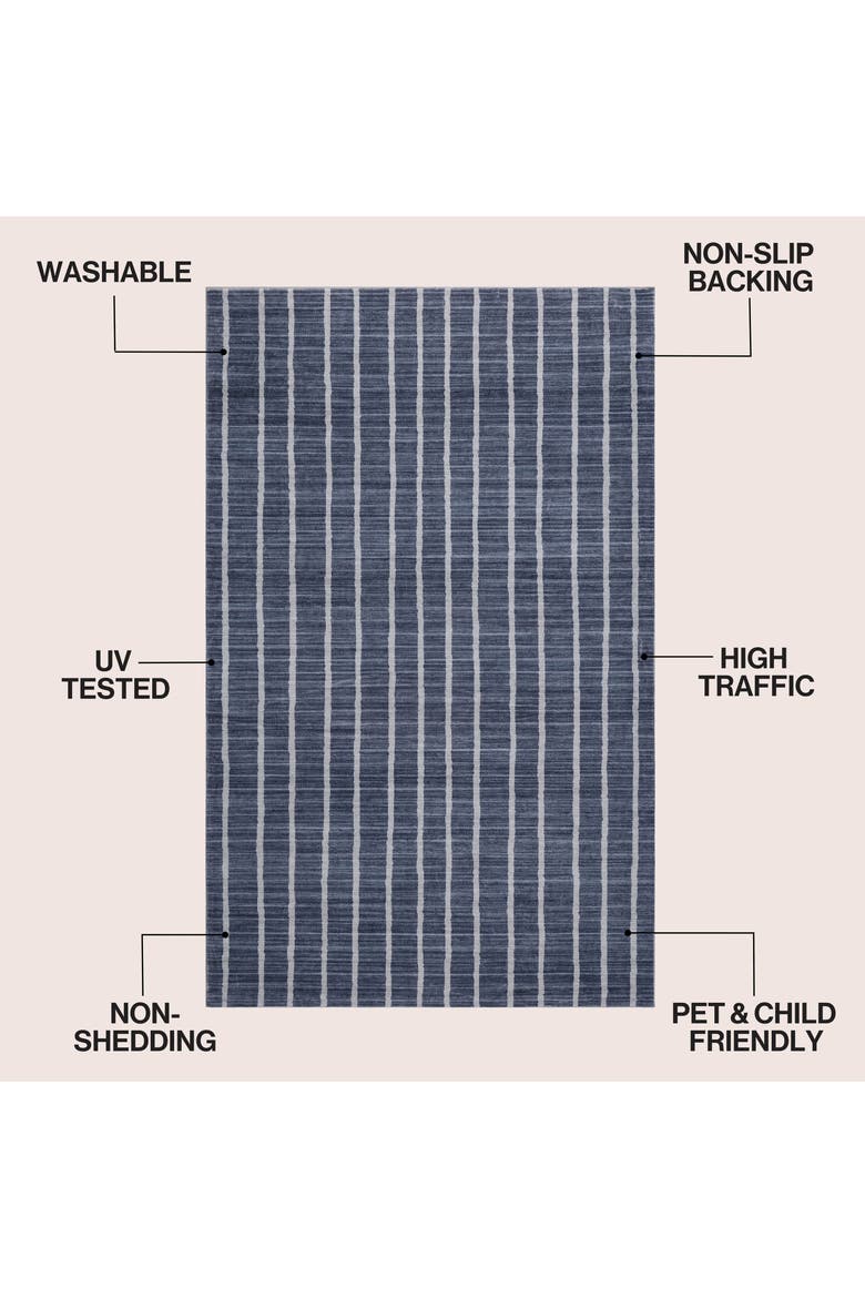 Orton Distressed Ticking Stripe Non-Slip Machine-Washable Rug, Alternate, color, Navy/Cream