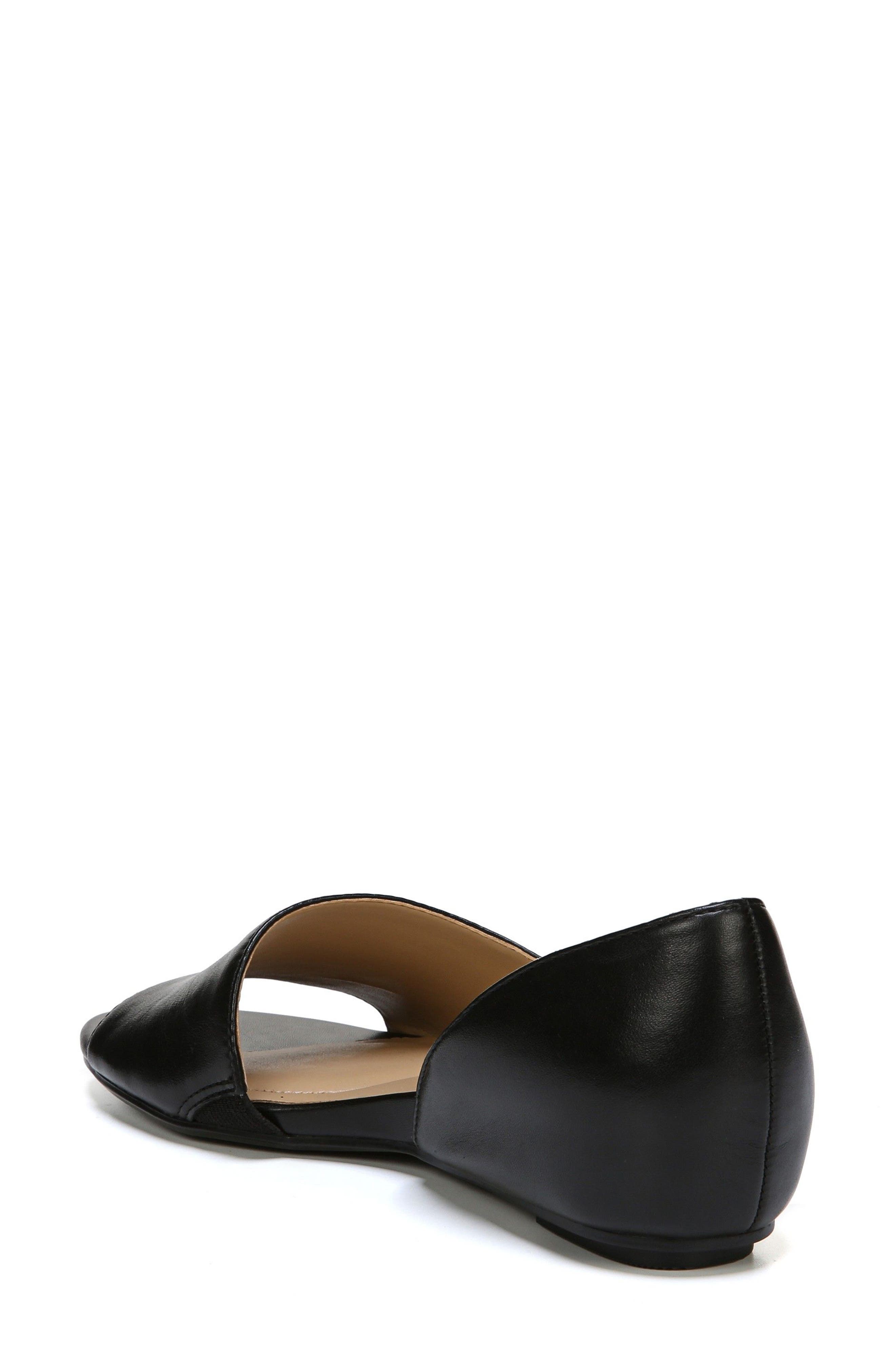 Lucie Half d'Orsay Flat, Alternate, color, BLACK LEATHER