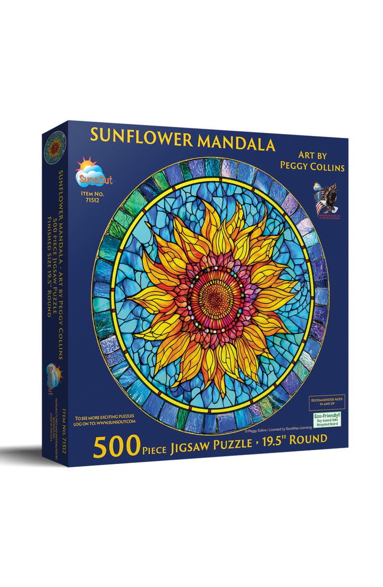 Sunsout Sunflower Mandala 500 piece Jigsaw Puzzle for Adults Round, Main, color, Multicolor