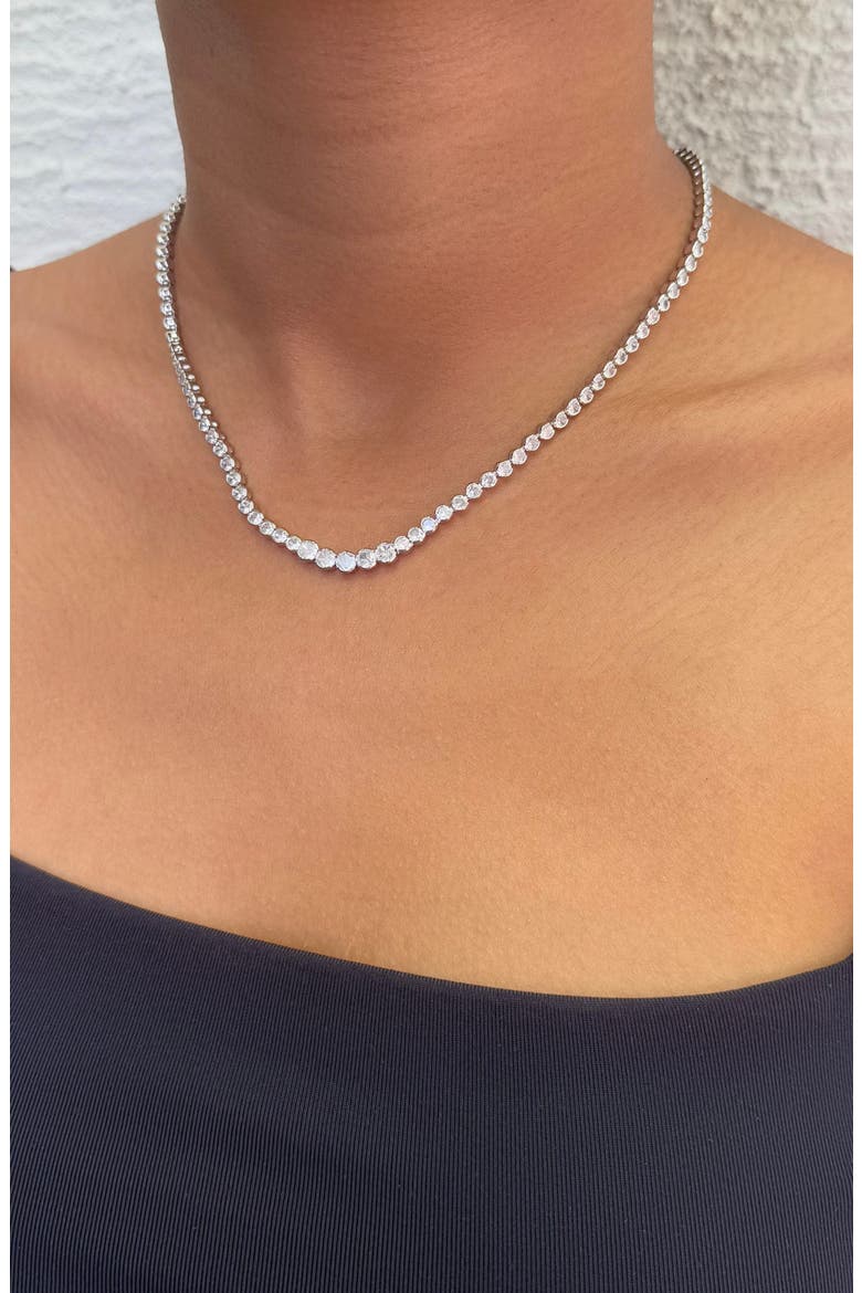 Bezel Crystal Tennis Necklace, Alternate, color, SILVER