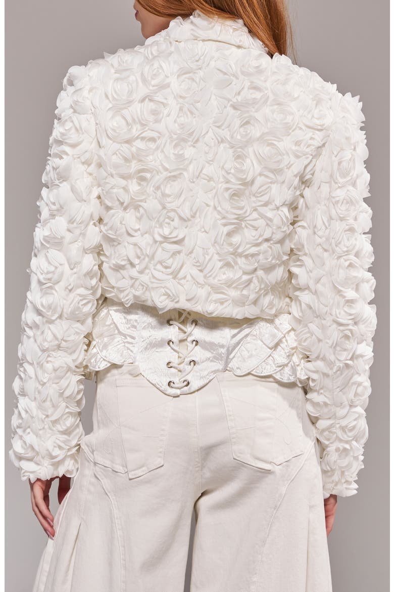 Briarrose Rosette Crop Blazer, Alternate, color, WHITE