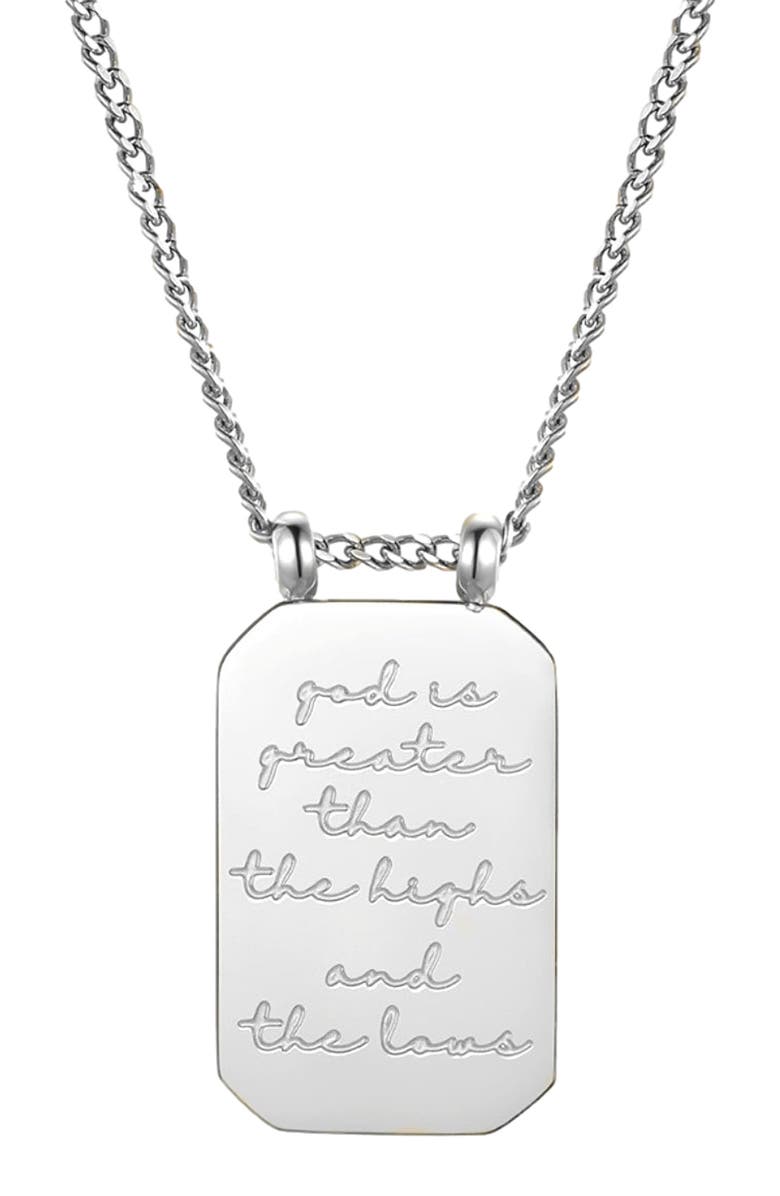 Mantra God Is Greater Than The Highs And The Lows - Necklace, Main, color, Silver