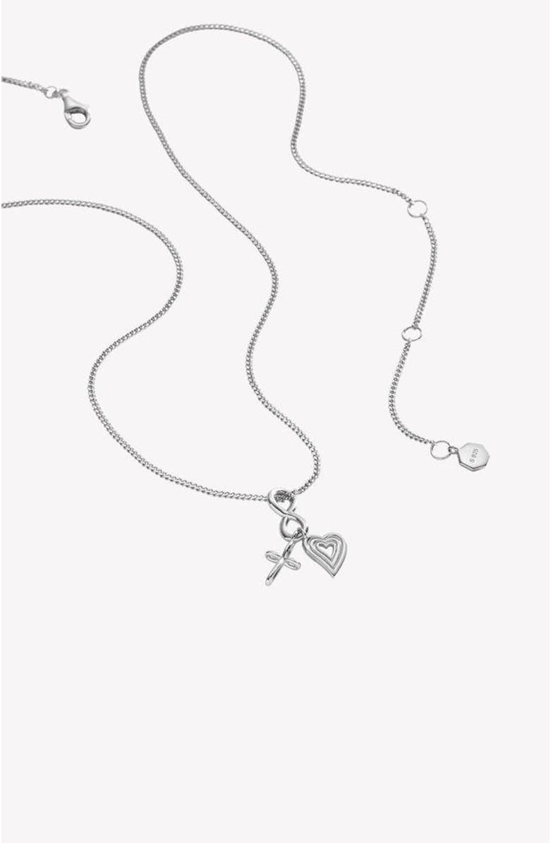Rizen Jewelry Faith, Hope, & Love Charm Pendant Necklace, Alternate, color, Sterling Silver
