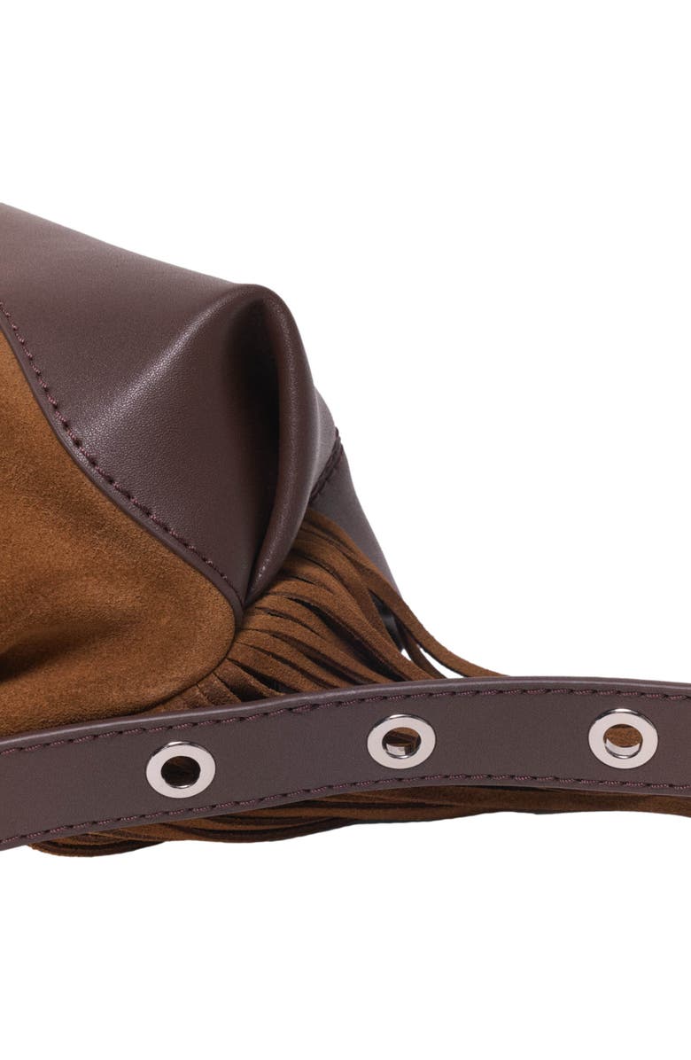 maje Leather and suede Miss M Mini bag, Alternate, color, Camel/Brown