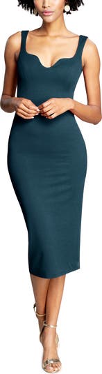 Dress The Population Women's Sloane Pencil Midi Skirt - Bodycon Ponte Skirt, Fully Lined
