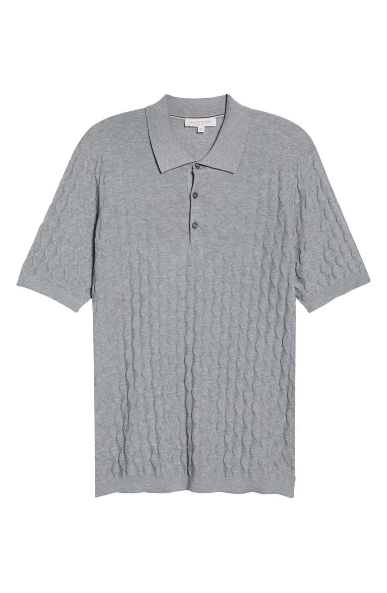 Jack Victor Dylan Cotton & Silk Jacquard Polo Sweater, Alternate, color, Grey