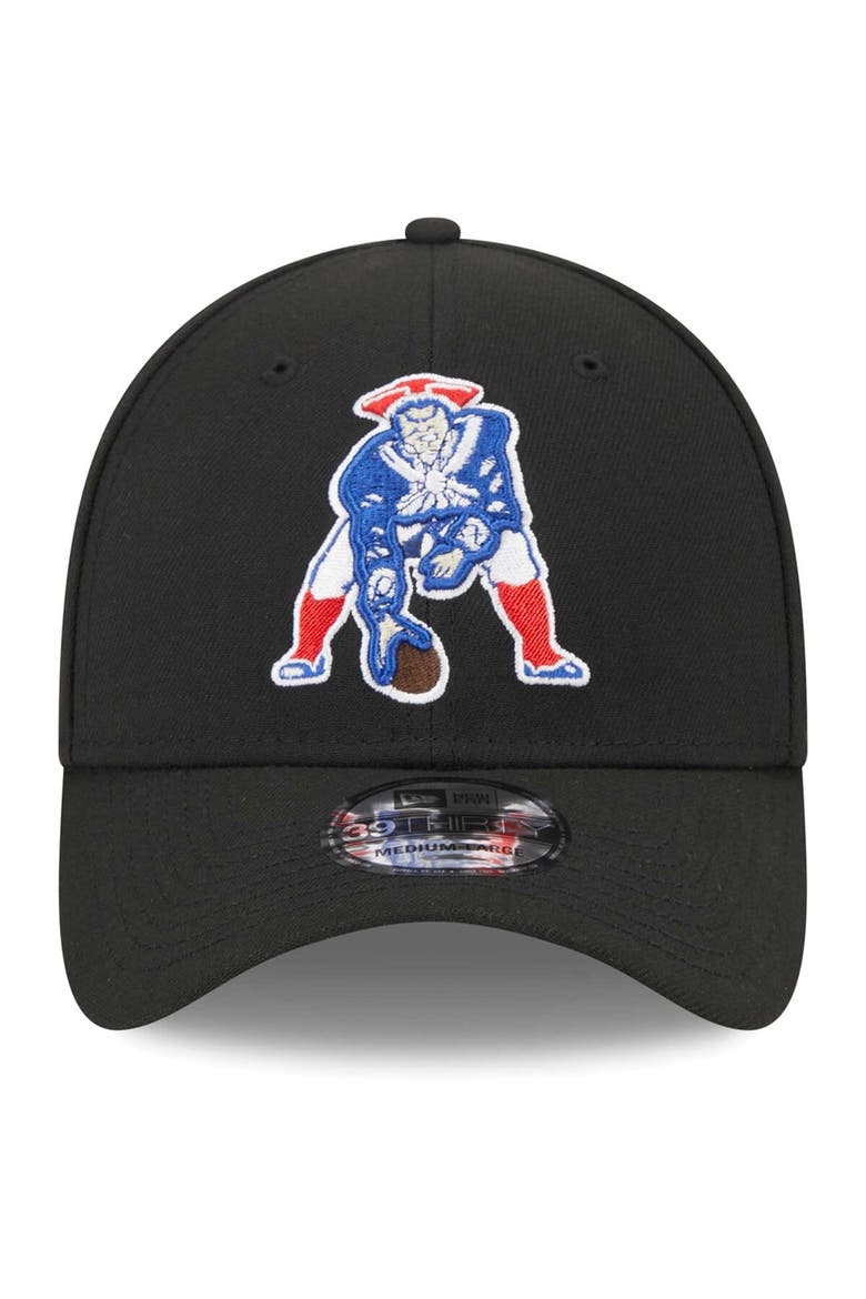 Men's New Era Black New England Patriots Throwback Main 39THIRTY Flex Hat, Alternate, color, Black