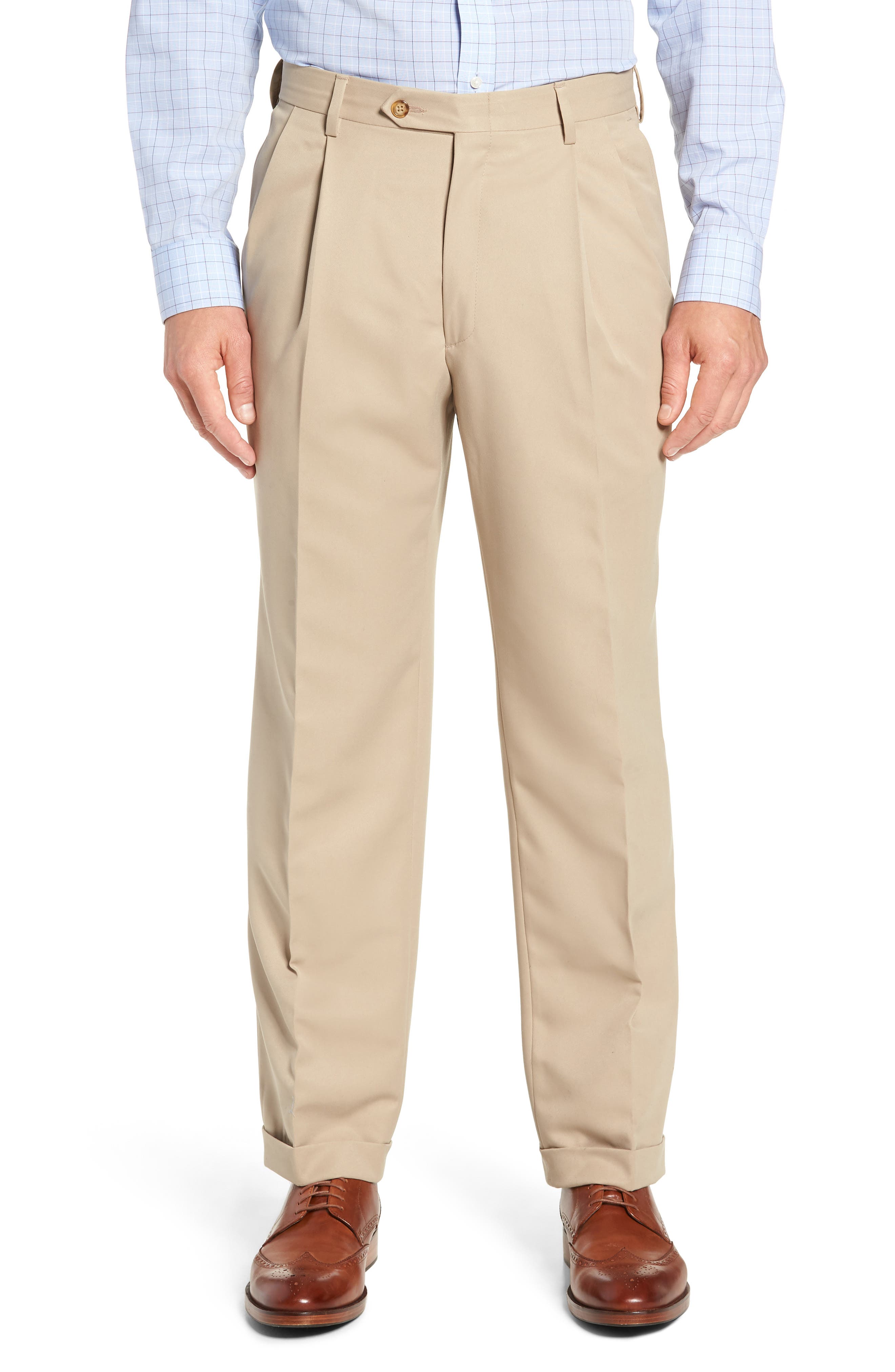 Classic Fit Pleated Microfiber Performance Trousers