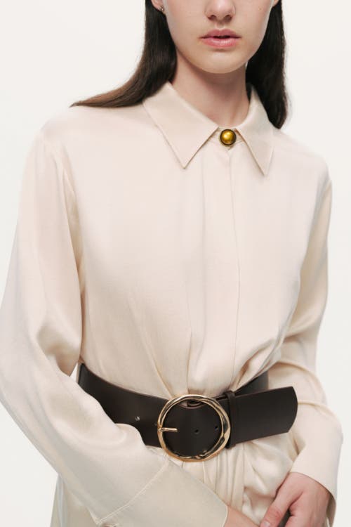Nocturne Belted Draped Shirt-collar Maxi Dress In White