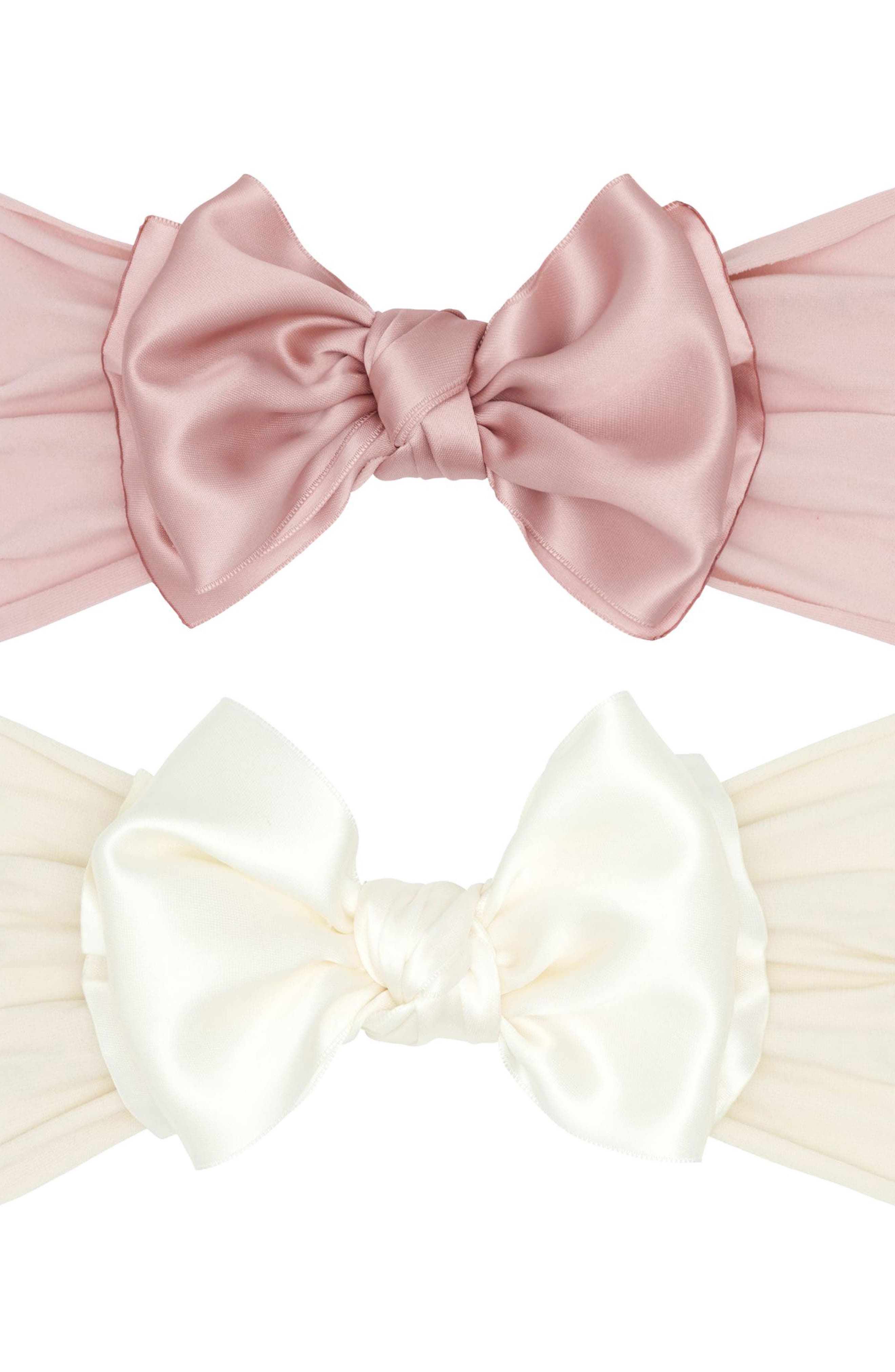 Baby Bling Kids'  2-pack Fab Bow Satin Headbands In Pink