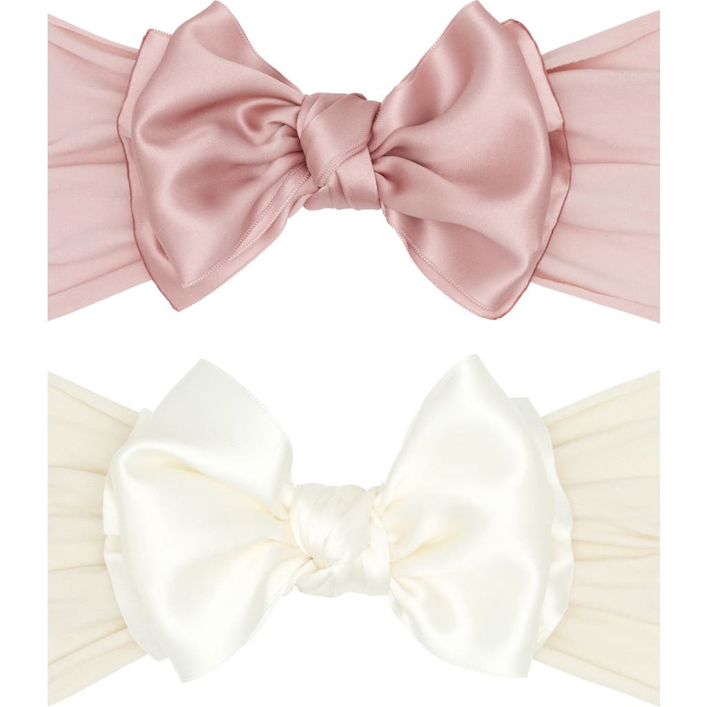 Baby Bling Kids' 2-pack Fab Bow Satin Headbands In Pink