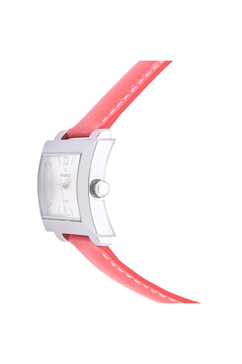 Rectangular Easy Read Leather Watch - 28x35MM, Alternate, color, Red