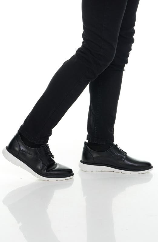 Marc Joseph New York Cloud Street Hands Free Technology Leather Plain Toe Casual Oxford, Alternate, color, Black Grainy Leather