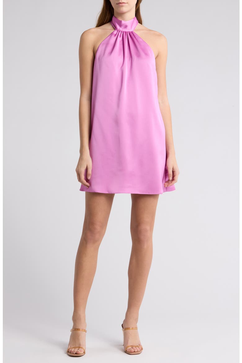 Sam Halter A-Line Satin Minidress, Main, color, PINK ORCHID