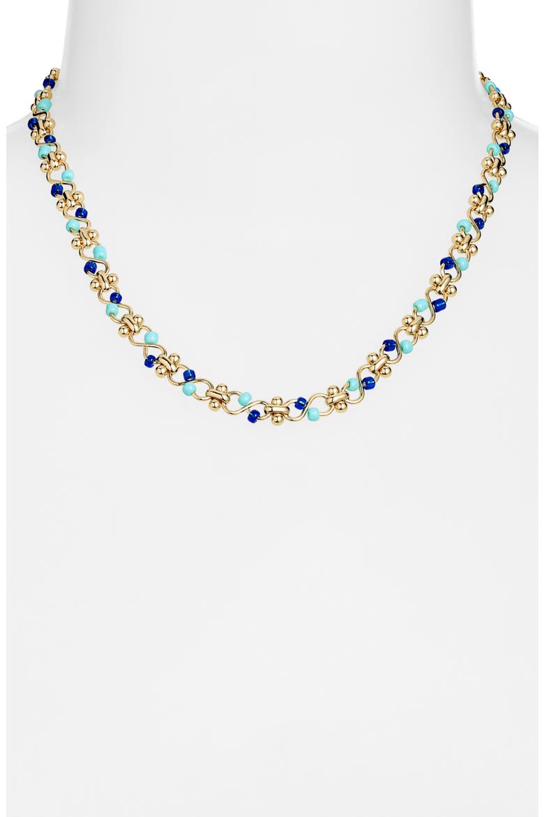 Beaded Chain Necklace, Alternate, color, BLUE MULTI- GOLD
