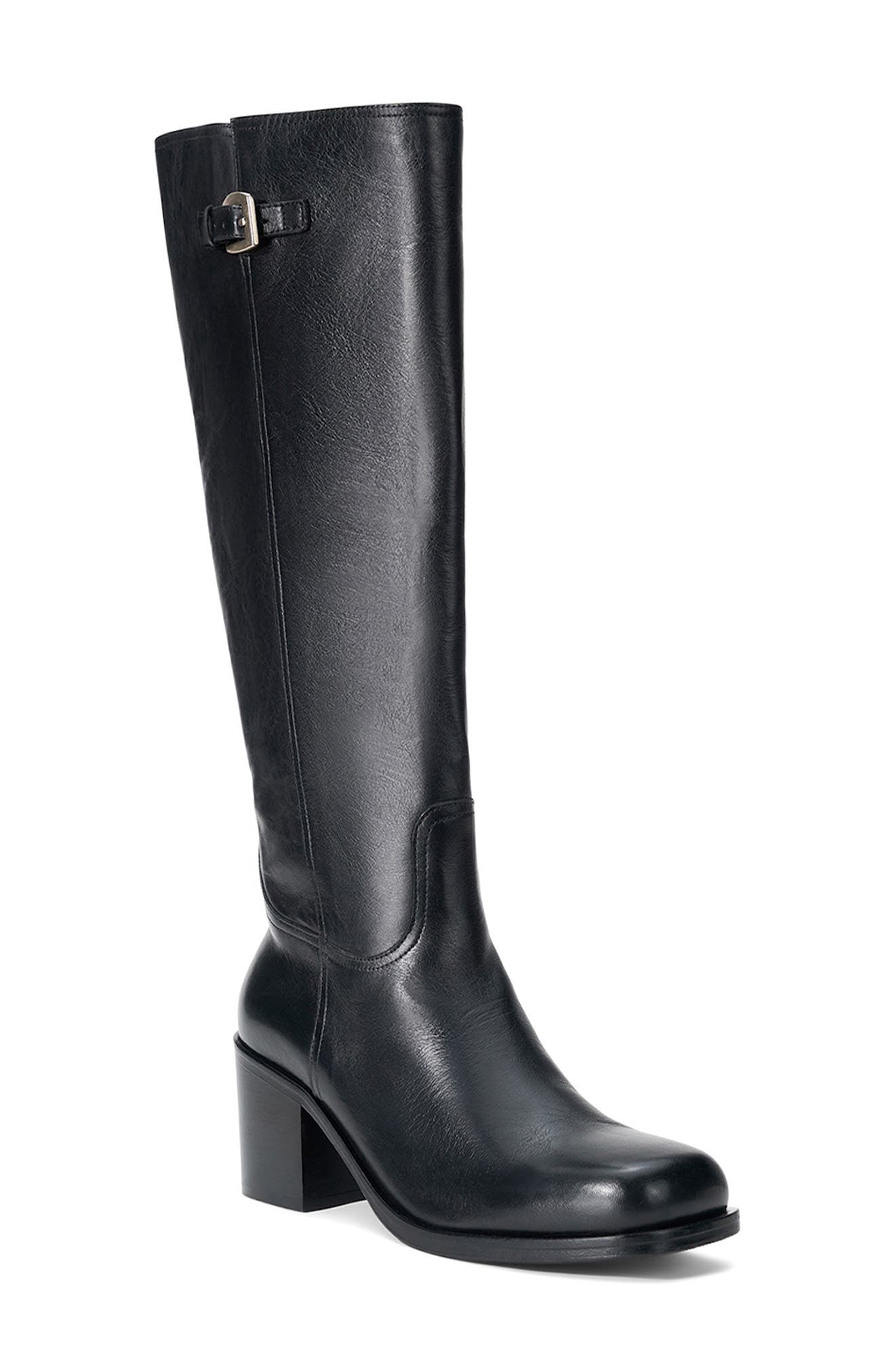 Brooklyn Leather Knee High Boot, Main, color, BLACK