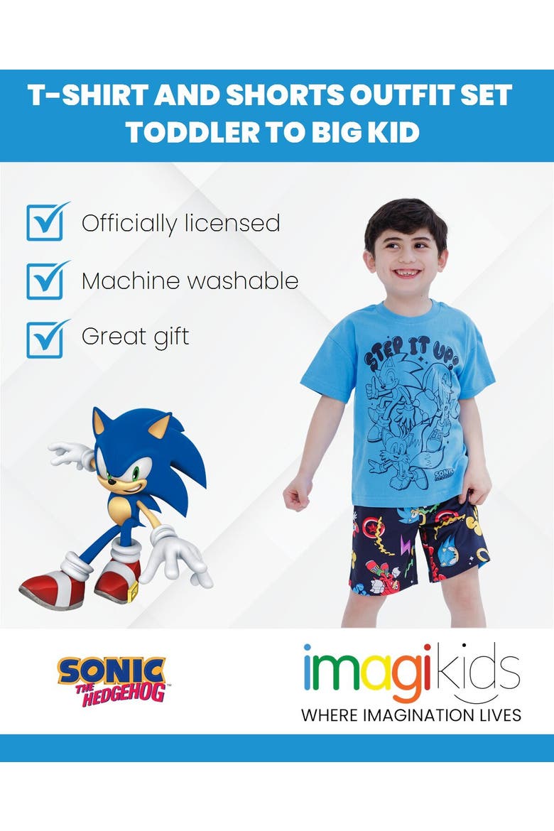Sonic the Hedgehog Boys' Athletic 2-Piece Tee and Shorts Set, Alternate, color, Knuckles Tails Blue