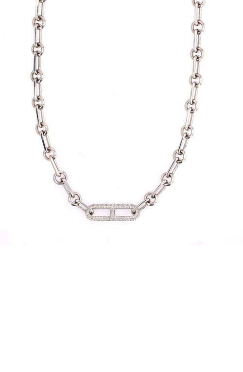 Sheryl Lowe Diamond H Link On Soho Chain In Sterling Silver
