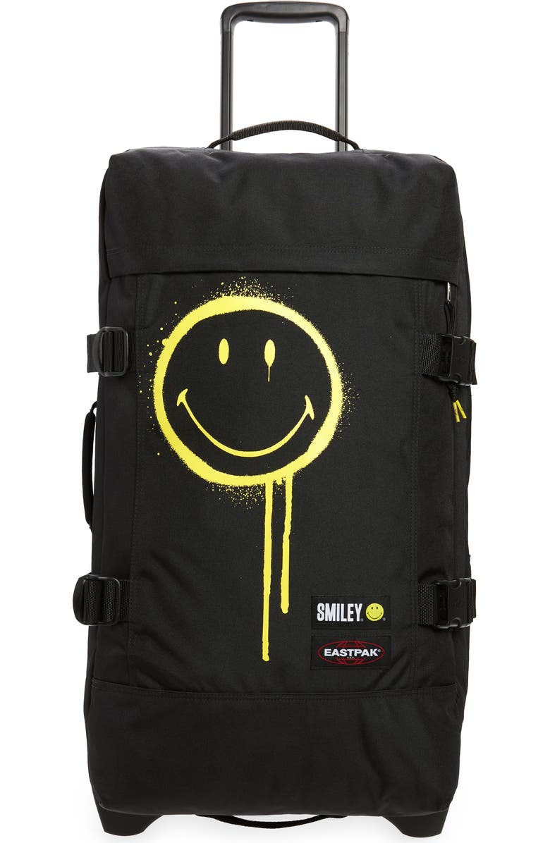 Eastpak Smiley<sup>®</sup> x Eastpak Medium Tranverz 25-Inch Wheeled Travel Case, Main, color,