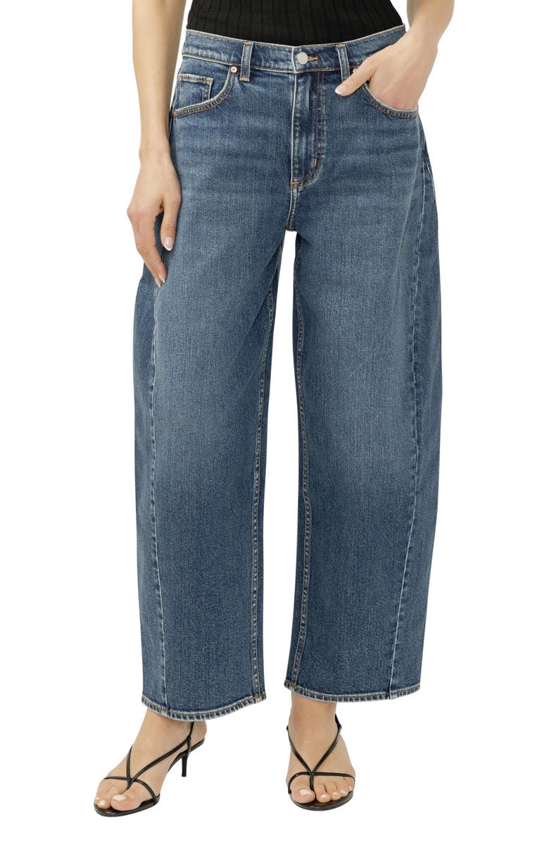 Silver Jeans Co. Horseshoe High Waist Ankle Barrel Jeans, Main, color,