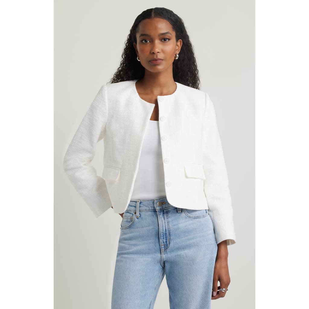 Nordstrom Textured Collarless Jacket In Ivory Tofu