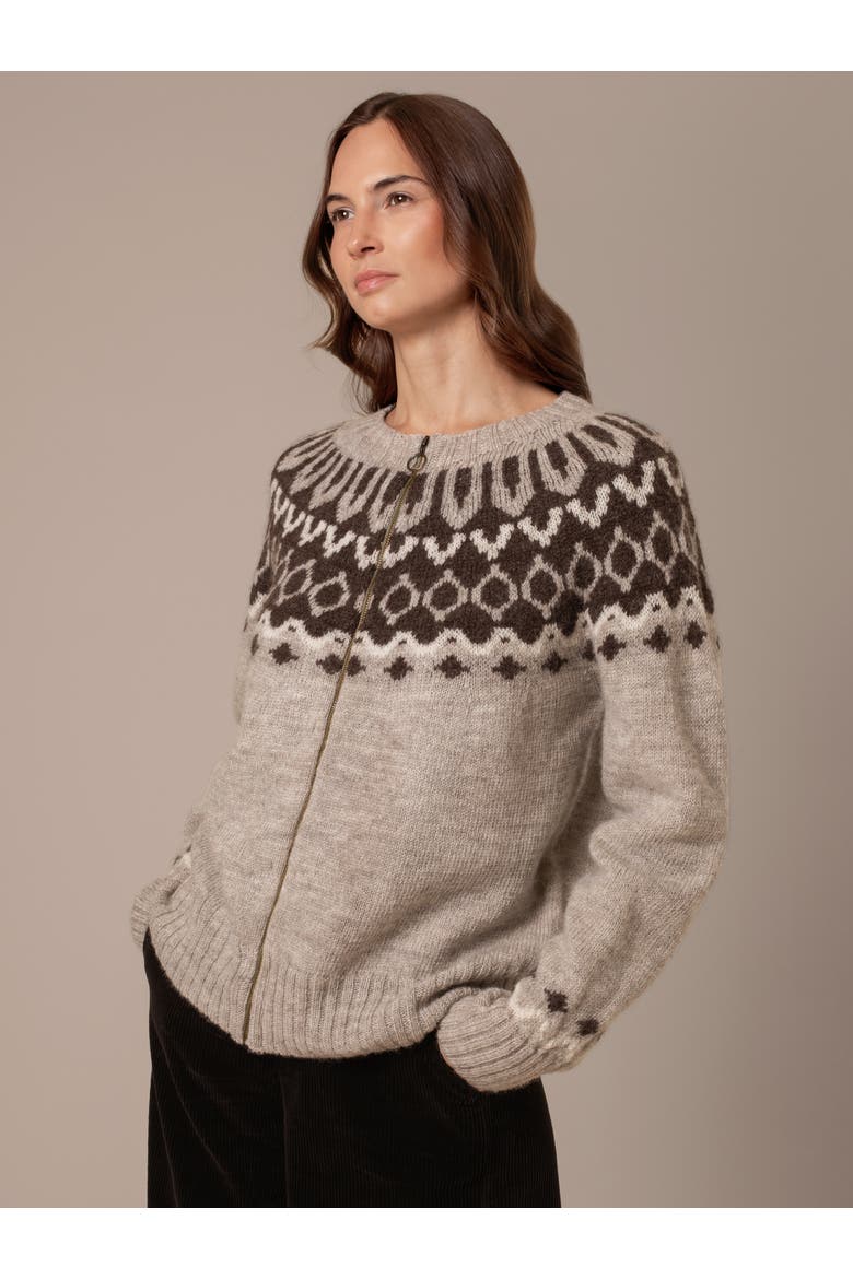 Brit Wool Chevron Yoke Cardi, Alternate, color, Oatmeal