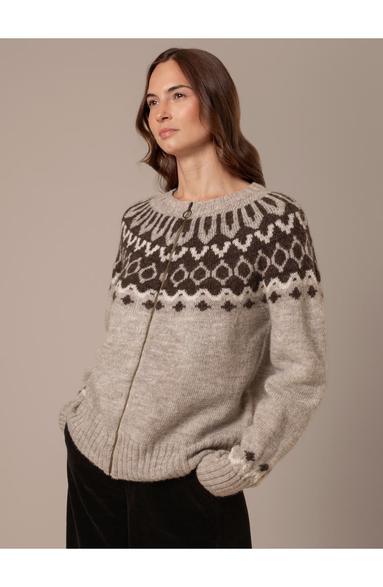 Celtic & Co. Brit Wool Chevron Yoke Cardi, Alternate, color, Oatmeal