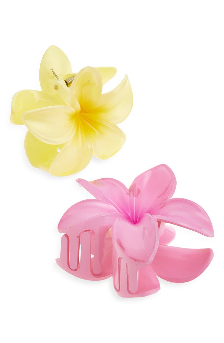 BP. Assorted 2-Pack Plumeria Claw Clips, Main, color, Multi