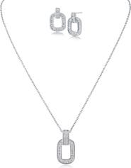 CZ by Kenneth Jay Lane Pavé Link Pendant Necklace & Earrings Set