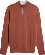 Eleventy Tipped Cashmere Half Zip Sweater