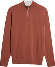 Eleventy Tipped Cashmere Half Zip Sweater