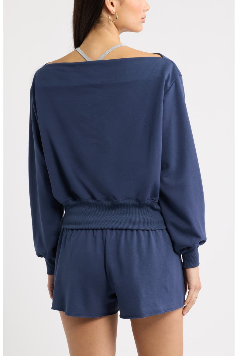 Off the Shoulder Sweatshirt, Alternate, color, NAVY INDIGO