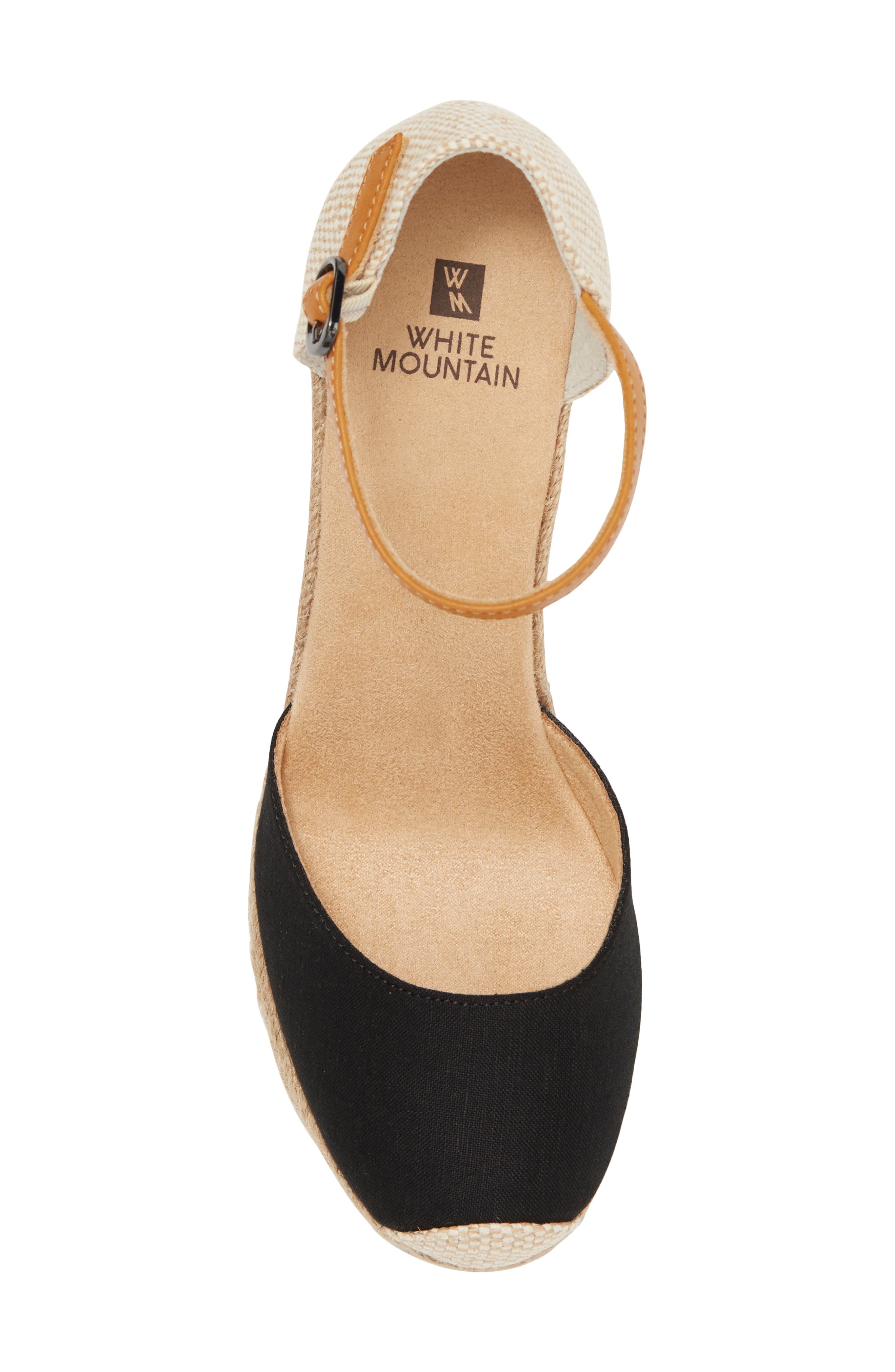 White Mountain Footwear Mamba Espadrille Wedge Sandal - Wide Width, Alternate, color, Black/Fabric