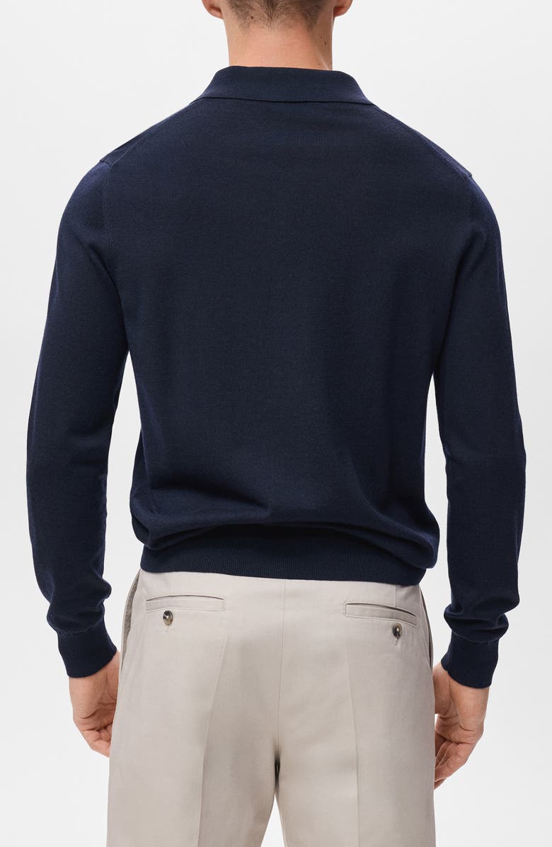 MANGO Wool Sweater Polo, Alternate, color, Navy