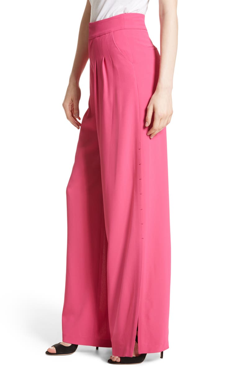 Alice + Olivia Shavon High Waist Side Slit Flare Pants, Alternate, color,