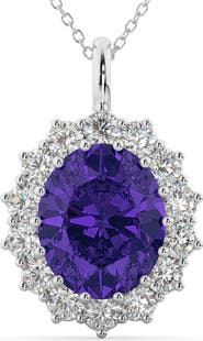 ALLUREZ Oval Tanzanite & Diamond Halo Pendant Necklace 14k